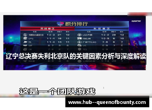 辽宁总决赛失利北京队的关键因素分析与深度解读